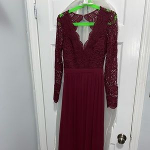 Lulus Long Sleeve Lace Maxi Dress